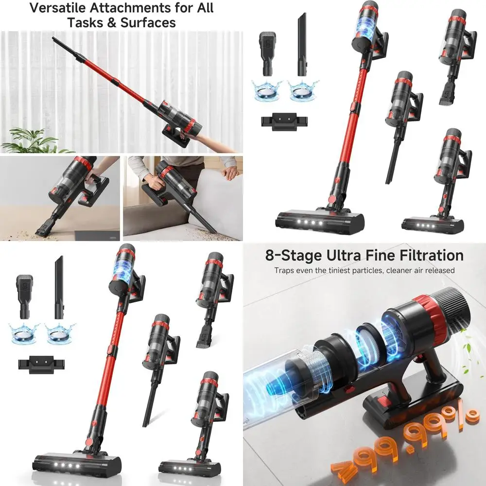 

Мощный вертикальный пылесос 560 Вт, сила всасывания 48 кПа, 70 минут работы, для дома и шерсти животных на коврах и твердых полах