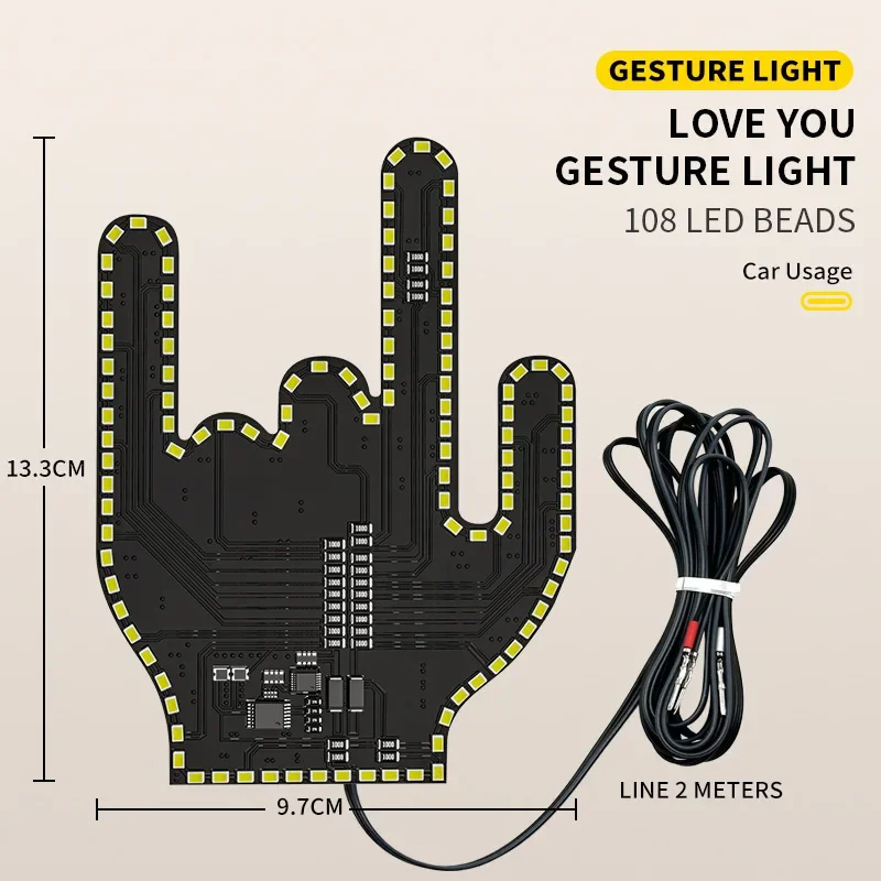 Lampka LED w geście światła samochodu światełka na palec znaki wściekłości na drodze zatrzymują światło lampa ręczna ostrzegawczy samochodowe