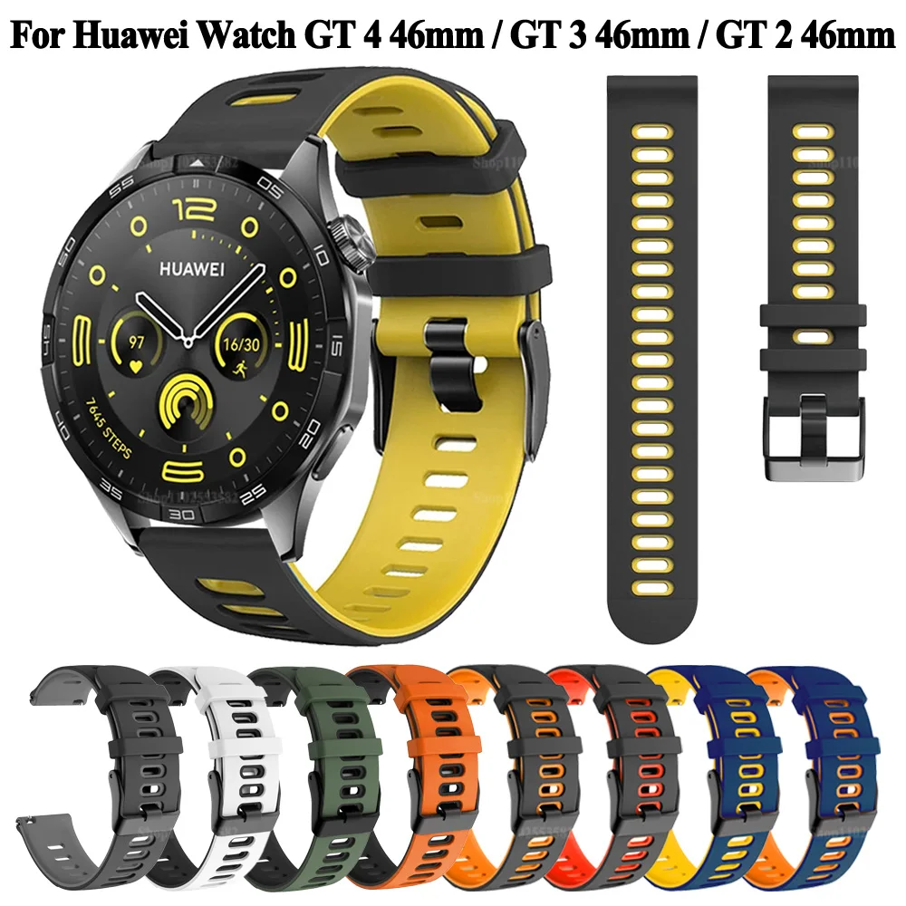 

Ремешок силиконовый для смарт-часов Huawei Watch GT 4 46 мм, широкий браслет для Huawei Watch GT 2 3 GT2 GT3 Pro, 22 мм
