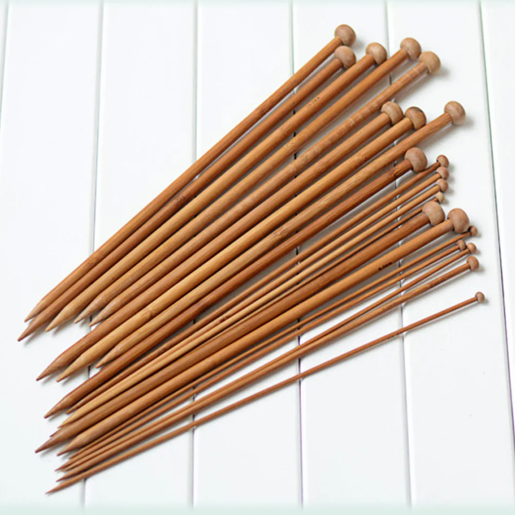 18Pairs Professional Carbonized Bamboo Knitting Needles 36Cm Single Pointed 2Mm-10Mm Ultra Smooth Glide Knitting Tools
