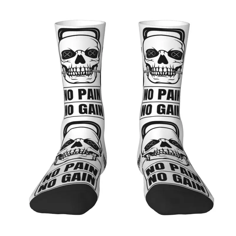 No Pain No Gain Mens Crew Socks Unisex Kawaii Bodybuilding Fitness Gym Spring Summer Autumn Winter Dress Socks