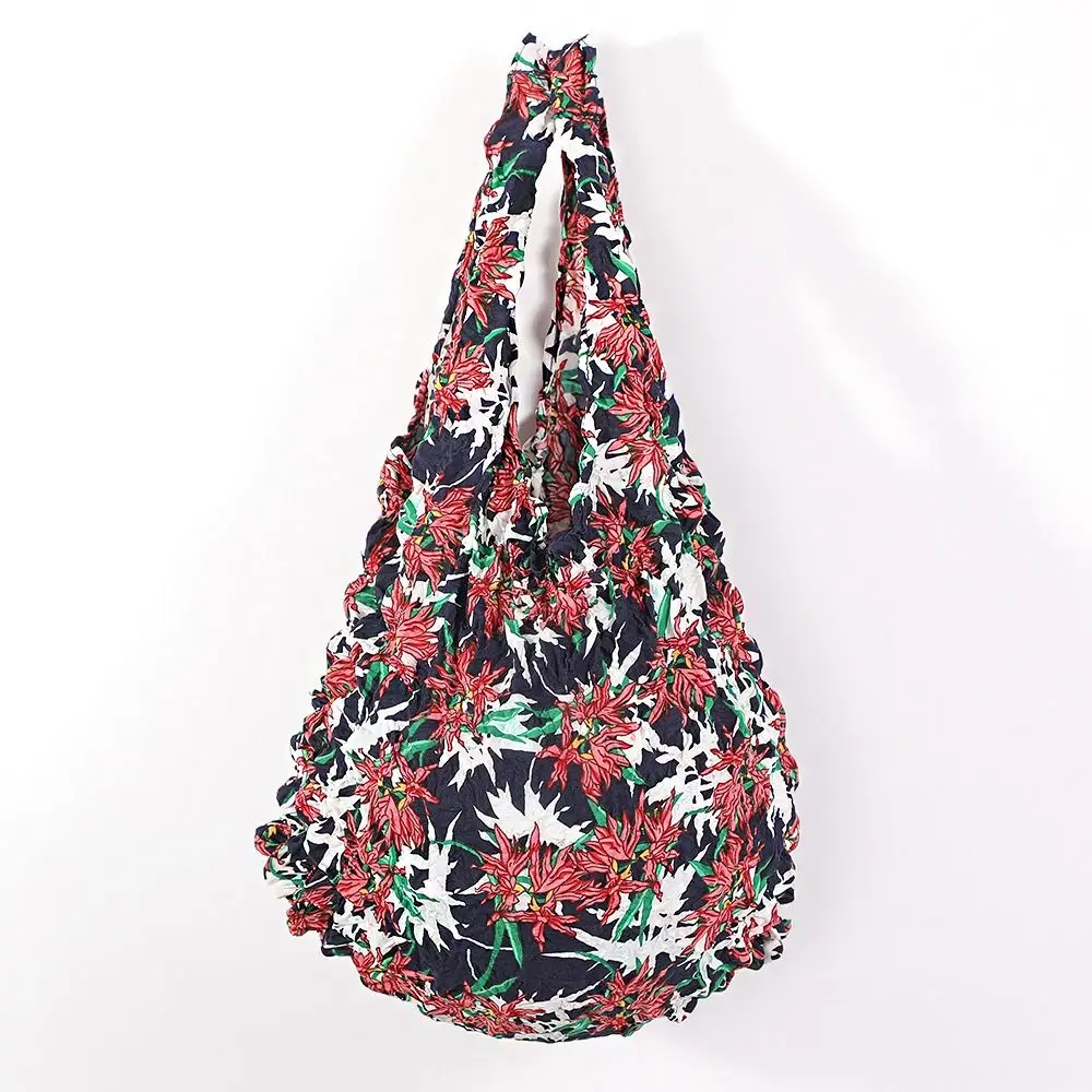 

Creative Bubble Stretch Bag Multi Purpose Large Capacity Pleated Flexible Shopping Bag Flower Chiffon Foldable Storage Bag