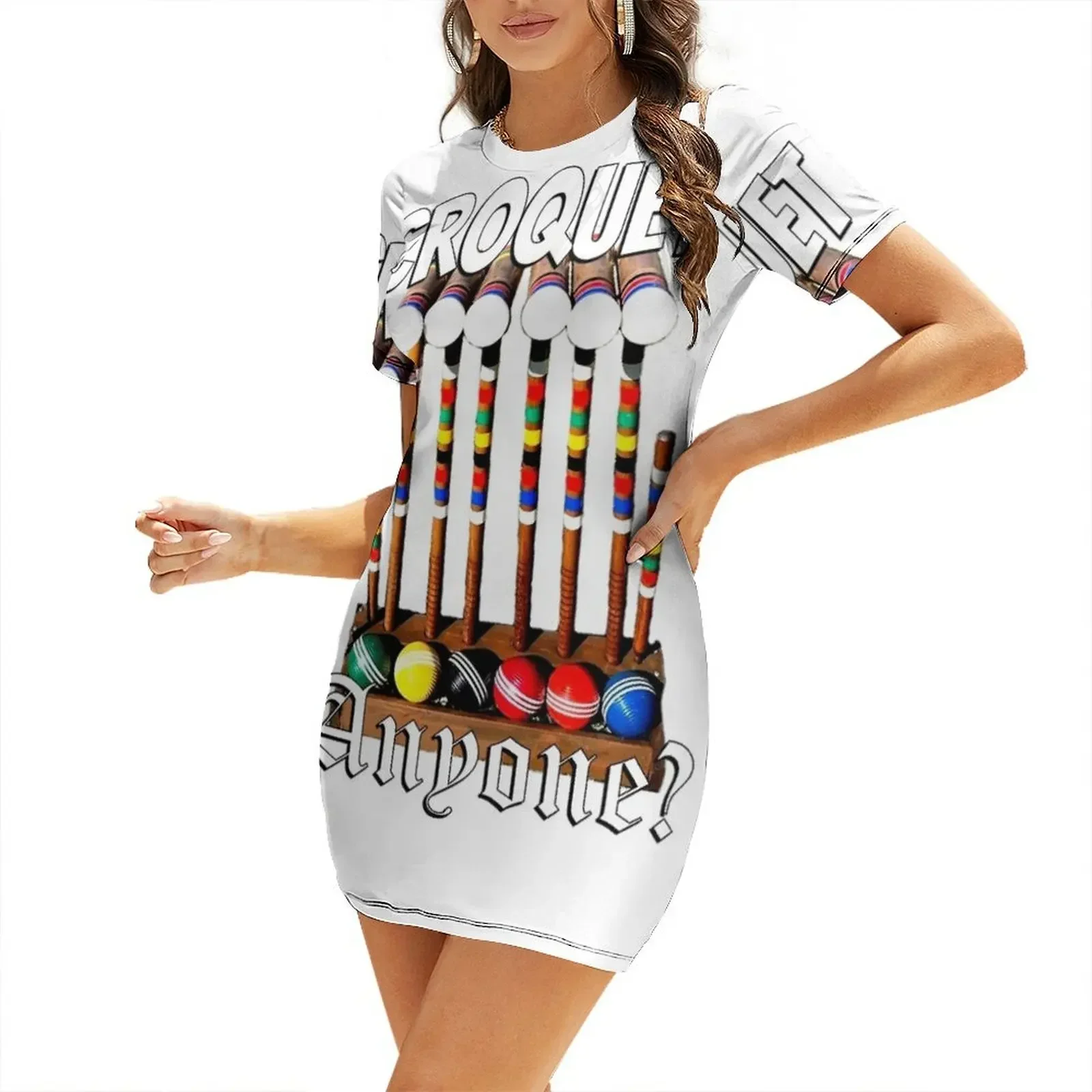 

Croquet Game, Yard Game, Croquet Anyone, Vintage Game Short-Sleeved Dress dresses for womens women's summer clothing 2026