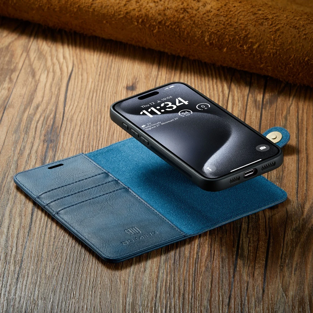 Removable Magnetic Flip Wallet 2 in 1 Phone Cover For iPhone 15 Plus 14 13 12 11 Pro Max XR X Xs SE 7 8 Plus Protective Case