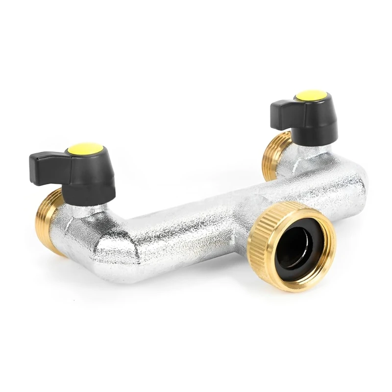  Practical Double Control Garden Faucet Adapters with Portable Sturdy Brass Construction and Rustproof Easy Installion