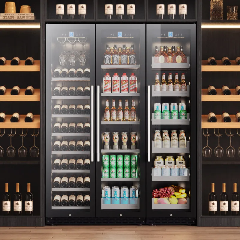 Double door three door wine cabinet constant temperature wine cabinet home commercial embedded ice bar Baijiu tea refrigerator