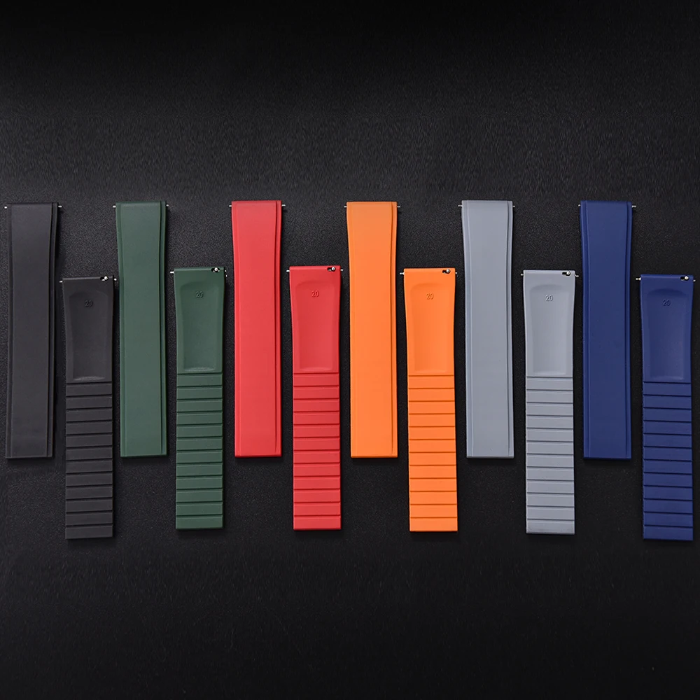High Quality CTS FKM Fluororubber Watchbands Quick Release 19/20//21/22mm Soft Wristbands Diving Watch Straps Unisex Cut To Size