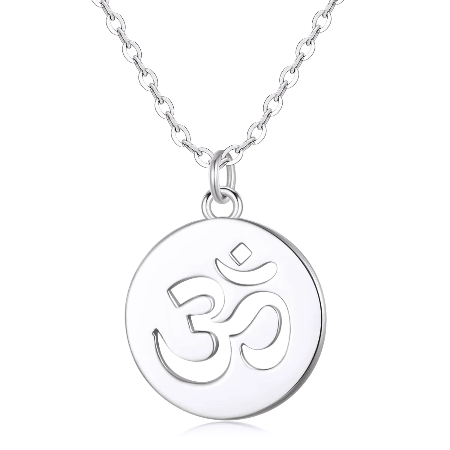 TONGZHE Charm  Heart Love OM Necklace Minimalist Ohm Aum 925 Sterling Silver Meditation Necklace Long Yoga Necklace Jewelry