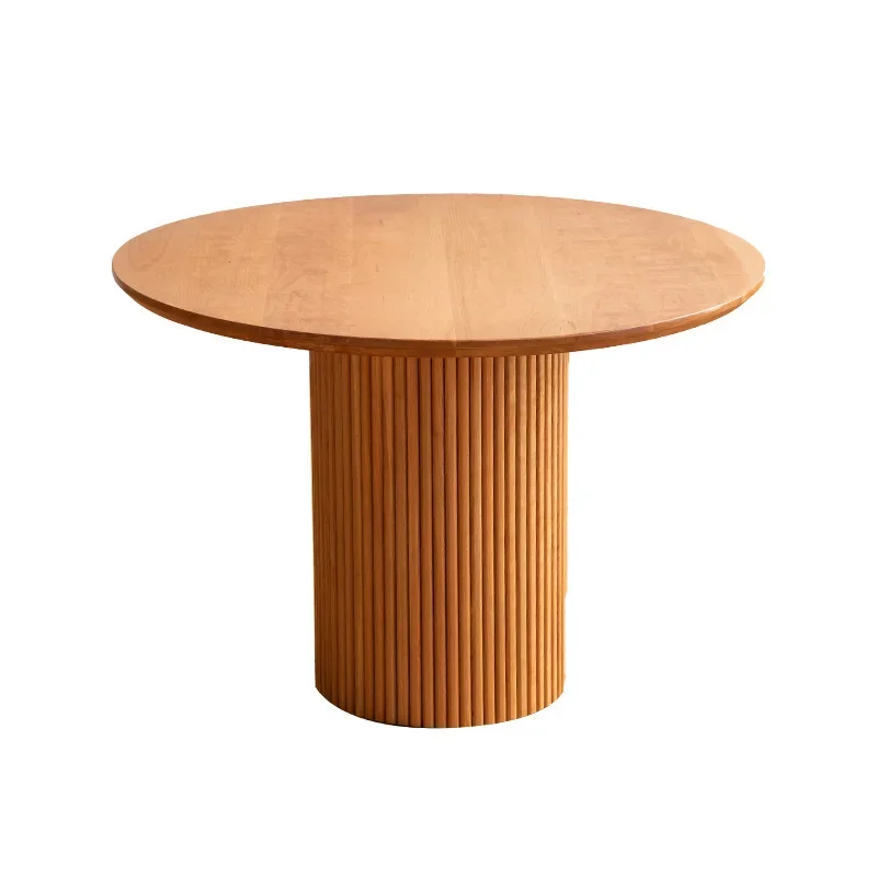 

Nordic all solid wood round dining table household small apartment cherry wood Japanese furniture round dining table modern