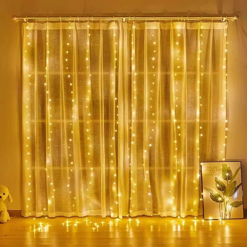 

LED Curtain String Lights Garland Festival Christmas Decoration USB Remote Control Holiday Wedding Fairy Lights for Bedroom Home