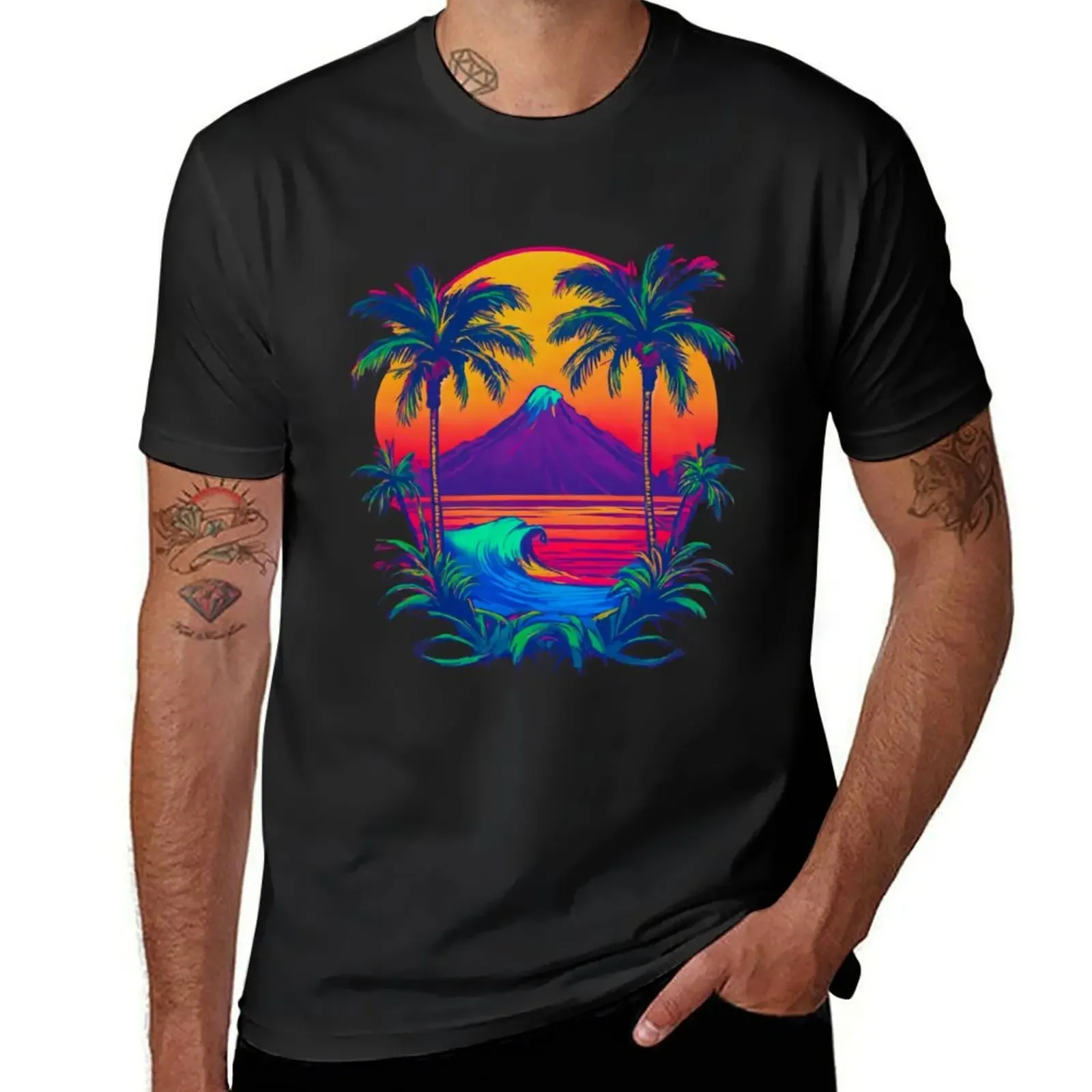 Tropical Tranquility palm leaves, tropical, summer, tropical leaves, T-Shirt summer clothes aesthetic clothes men workout shirt