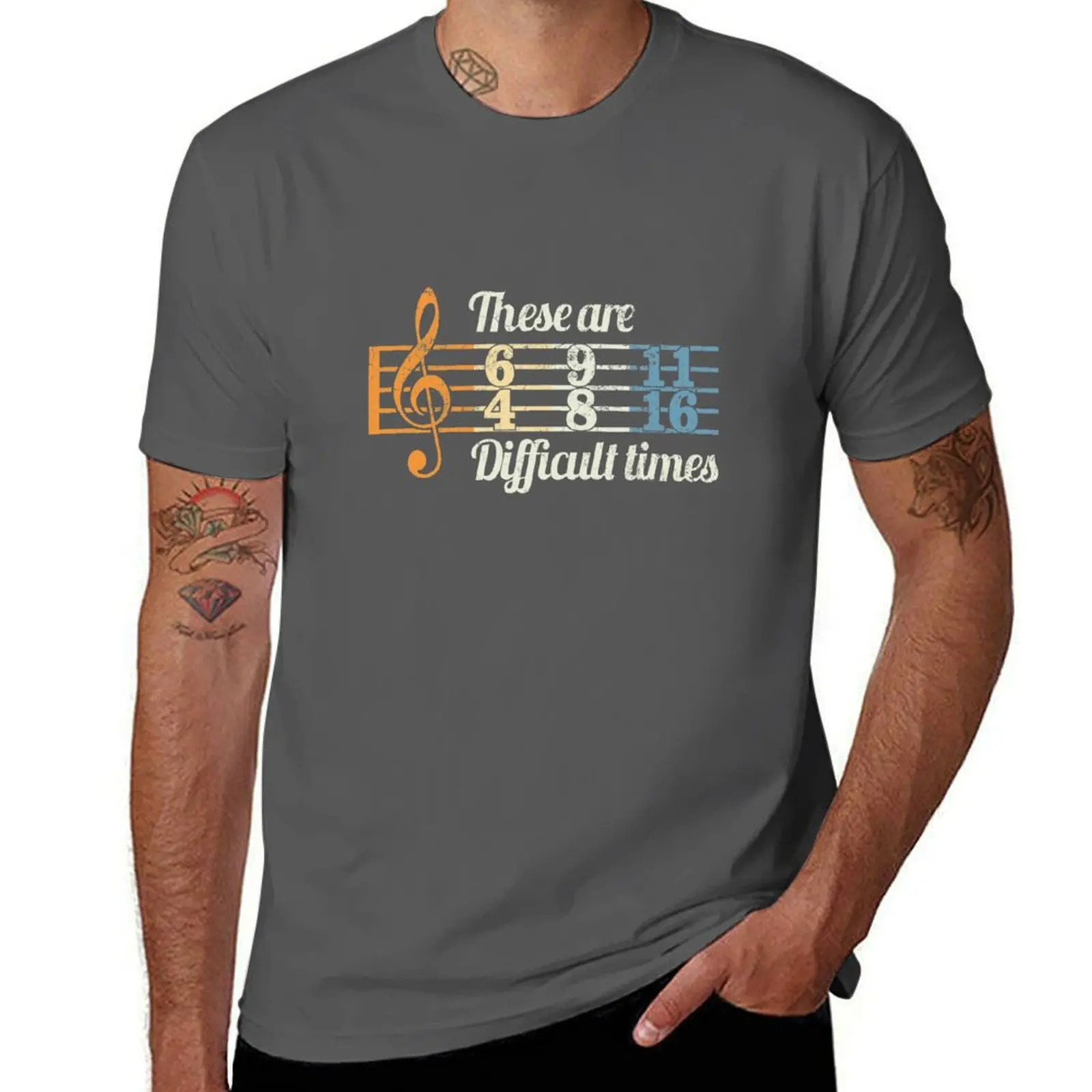 

These are difficult times vintage music lover musician guitarist treble clef T-Shirt tees men t shirts