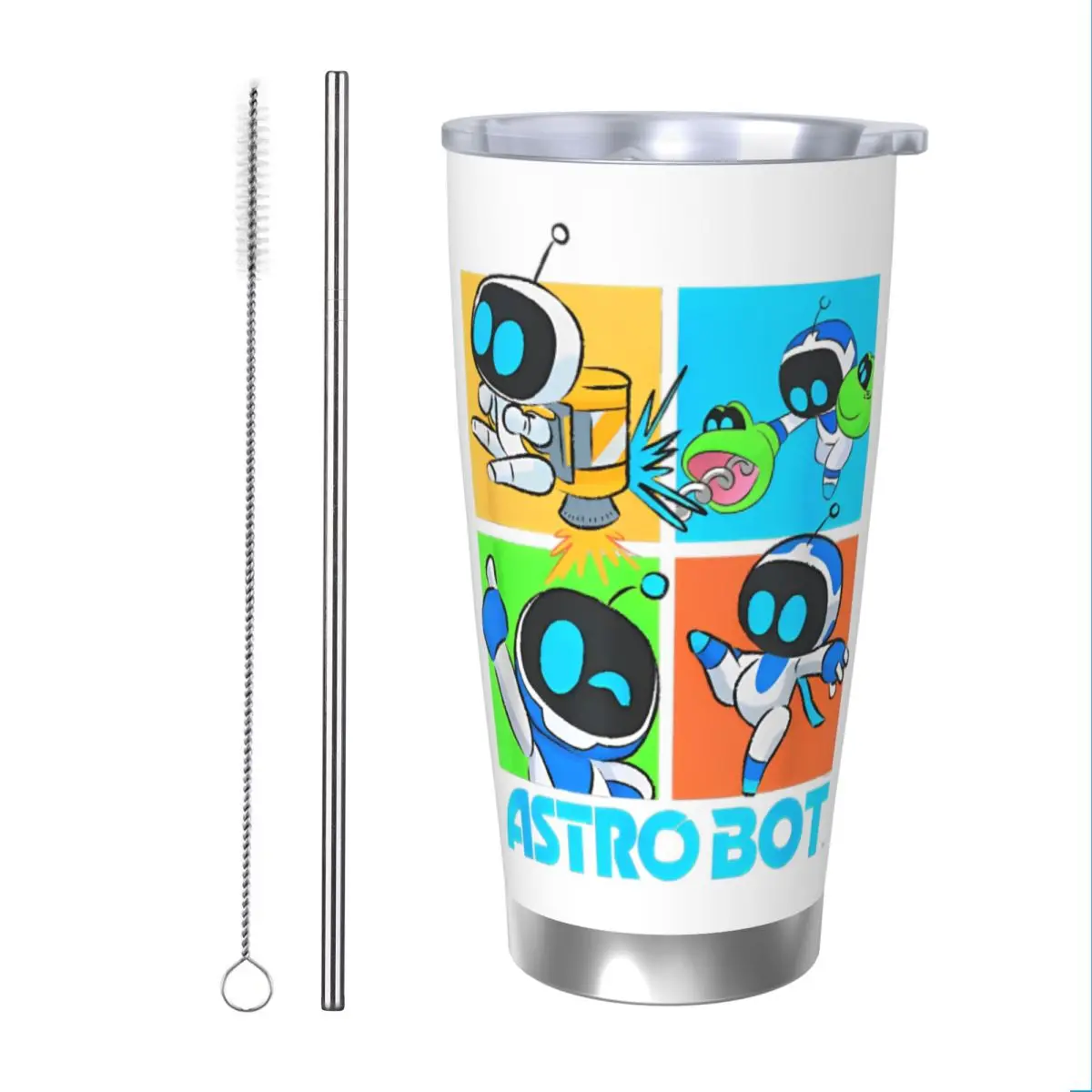 Astrobots Rescue Mission Fighting Tumbler Vacuum Insulated Coffee Cups with Lid Straw Double Wall Mugs Spill Proof, 20oz