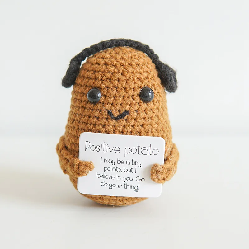 Positive Energy Potato Cheerup Pocket Hug Handmade Plush Knitting Wool Kawaii Potatoes Doll Home Room Miniature Decoration