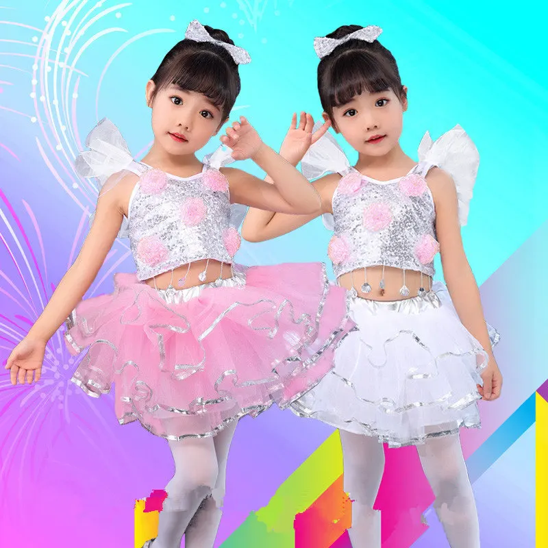 Children's Dance Stage Costume for Girls Modern Kids Jazz Dance Costumes Sequin Clothes for Salsa Contemporary Dance Costumes