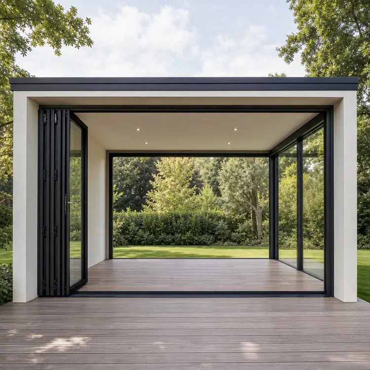 New Design Entrance Folding Door Easy Installation Aluminum Frame Glass Accordion Folding Doors All Weather Fold Able Doors