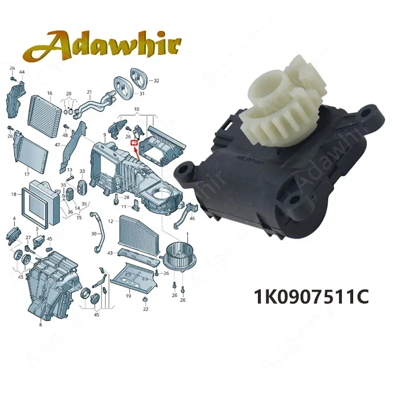 1K0907511D 1K0907511C 1K0907511A 1K0907511 B E F G Front Temperature Adjust Valve Recirculation Air Flap Servo Motor for Audi