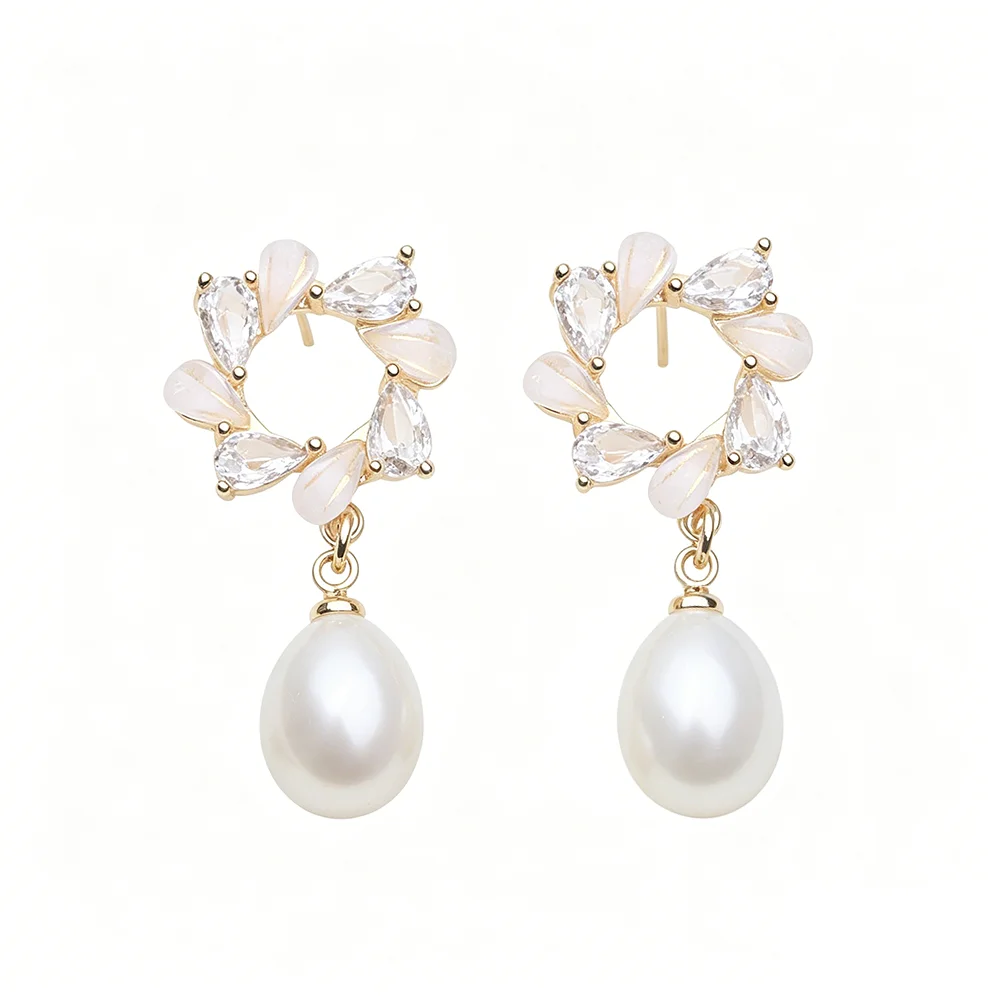 

New 925 Silver Natural Pearl Earrings Woman,Wedding Cultured Freshwater Pearl Earring White Black Anniversary Gift