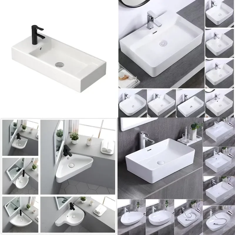 Nordic Ceramic Countertop Basin Single Bowl Washbasin for Bathroom Balcony Engineering Project Modern Sink Plate