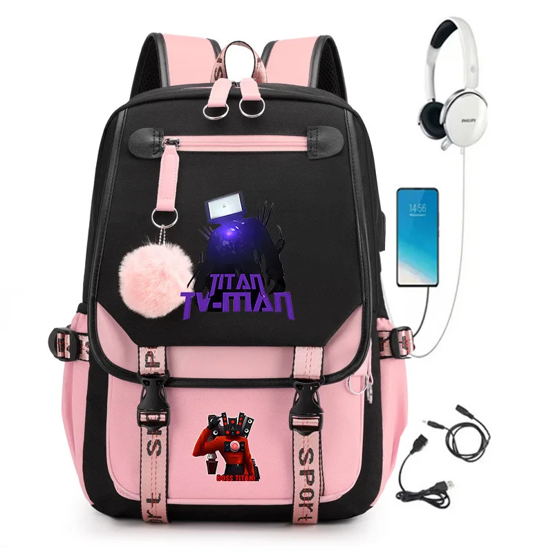 Cross-Borderskibidi toiletToilet Printing Primary School Student Schoolbag Large Capacity Dacron Backpack