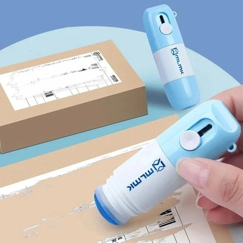 Líquido de corrección de papel térmico 2 en 1 con cuchillo para Unboxing, papel térmico duradero, protección de identidad de datos, borrador fluido,