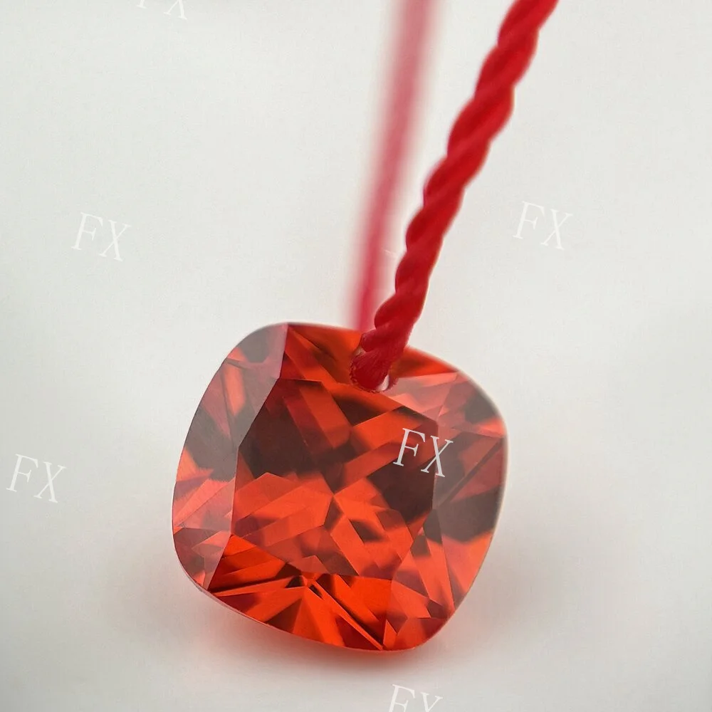 AAAAA Cushion Shape Orange Synthetic Cubic Zirconia With A Hole Stone For Jewelry Make  4x4~12x12 High Quality