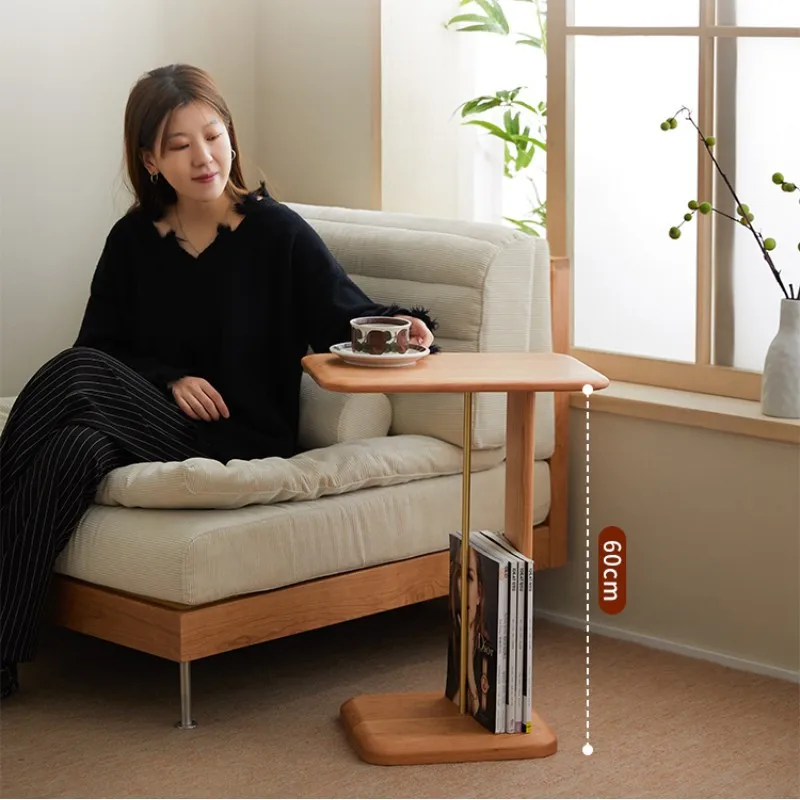 Harp side table, sofa side, cherry wood side cabinet, table removable bedside table, small coffee table corner table