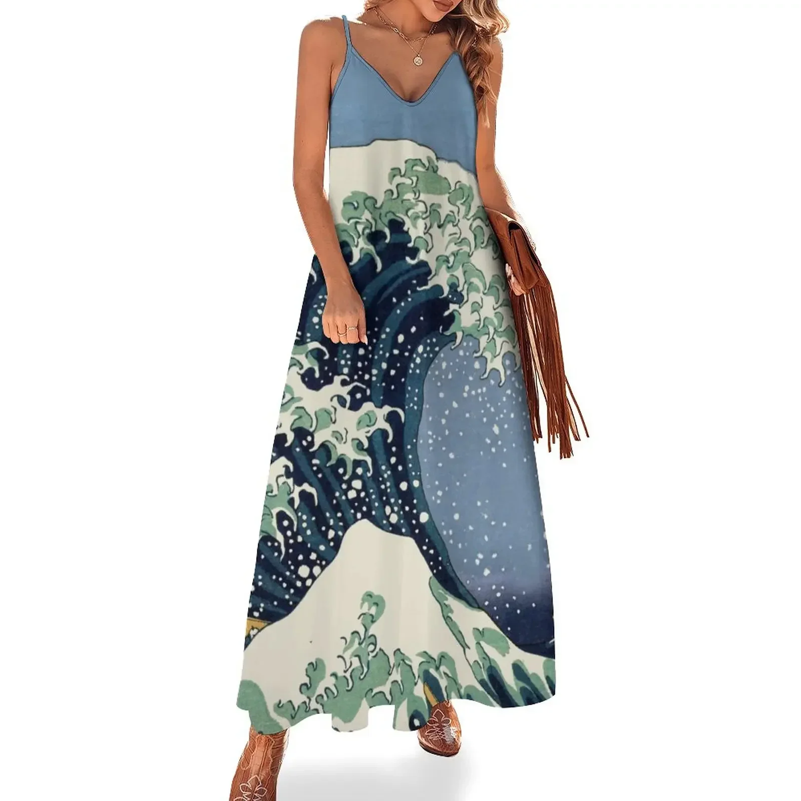 

The Great Wave by Katsushika Hokusai Sleeveless Dress Summer women's clothing Beachwear evening dress Dress