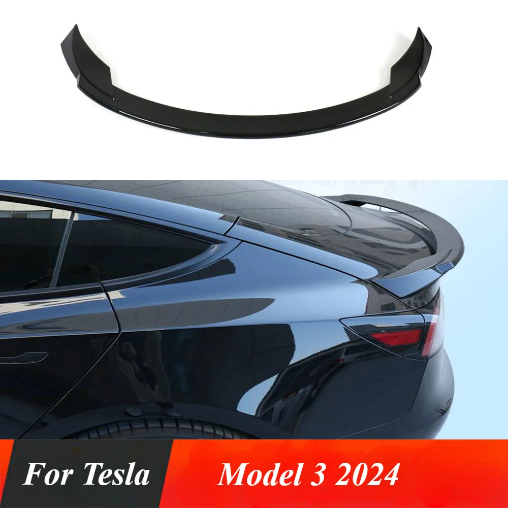 

highland Rear Trunk Lid Spoiler Wing ABS Car Tailgate Flap Trim Decklid Lip Body Accessories For 2024 Tesla Model 3