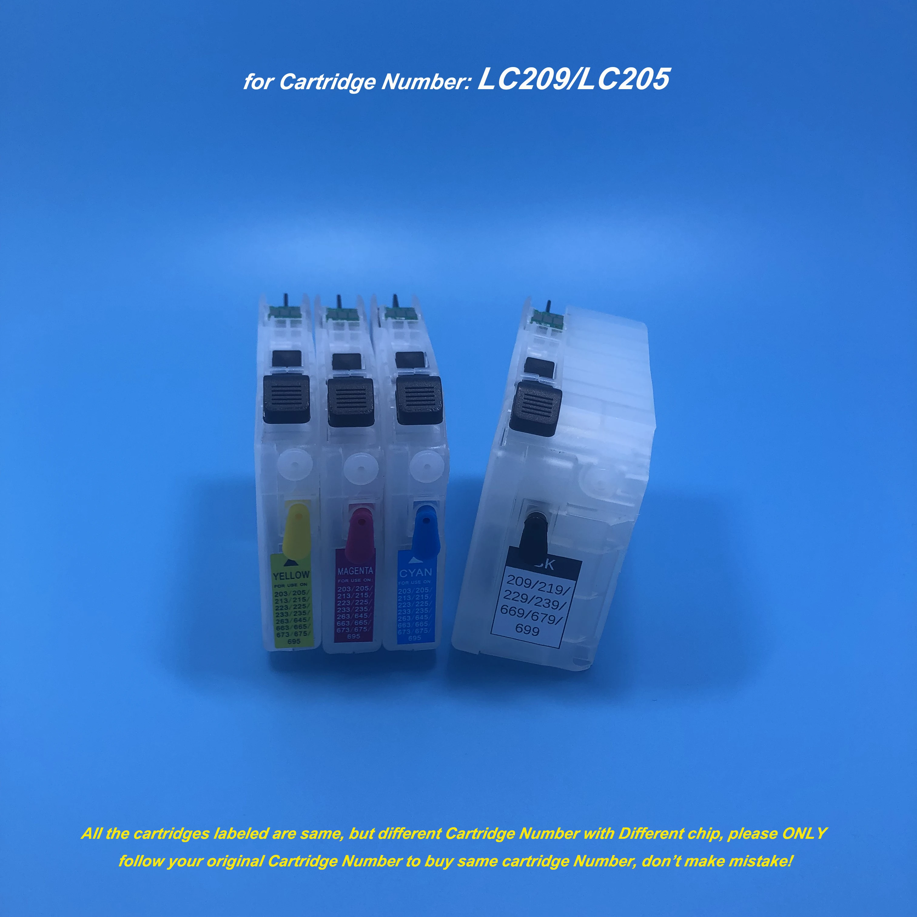 

1Set LC209 LC205 Empty Refillable Ink Cartridge for Brother MFC-J5520DW MFC-J5620DW MFC-J5720DW