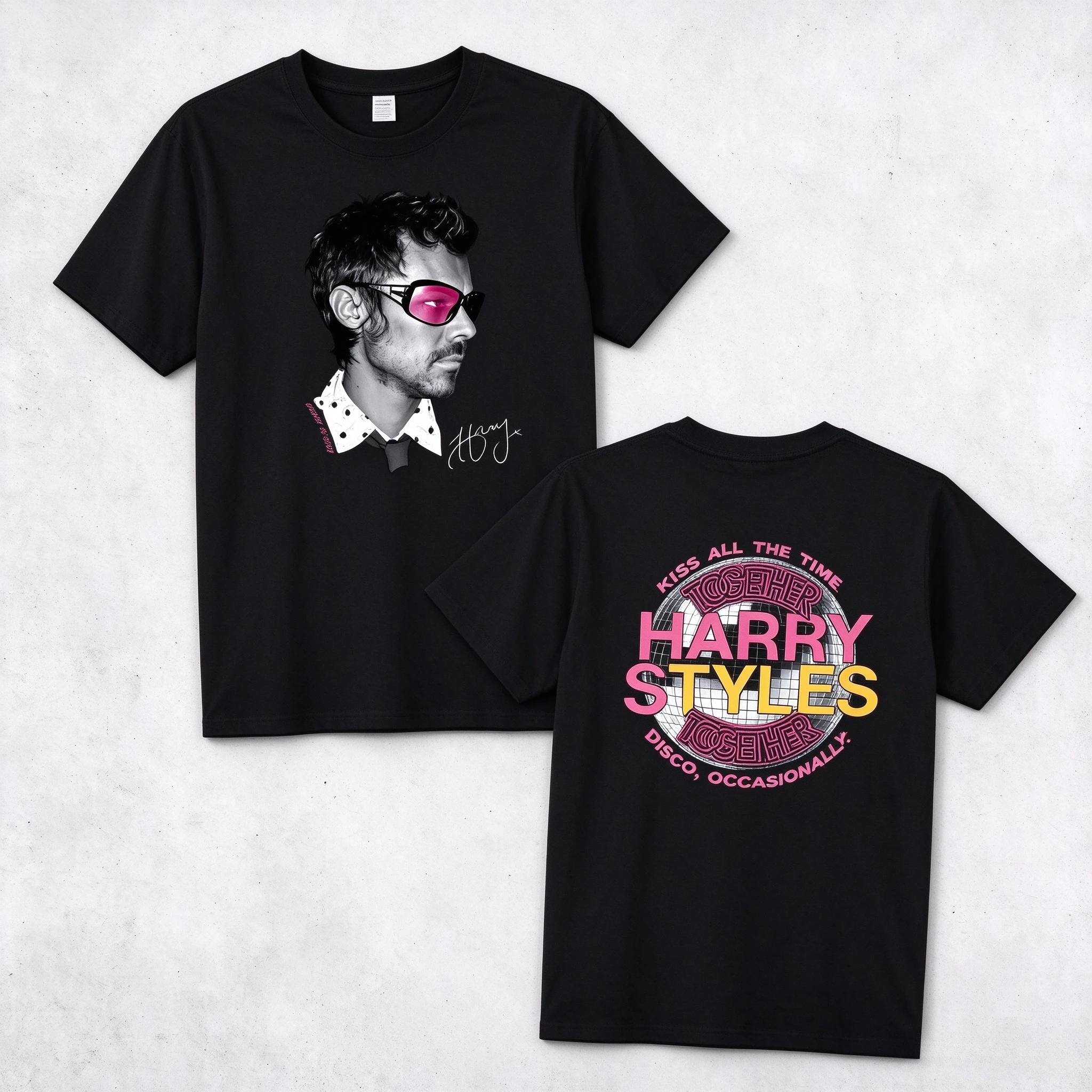 New Harry Styles T-shirt Kiss All The Time Disco Occasionally Album Graphic Men Women Oversize Y2K Unisex Cotton Shirt Summer