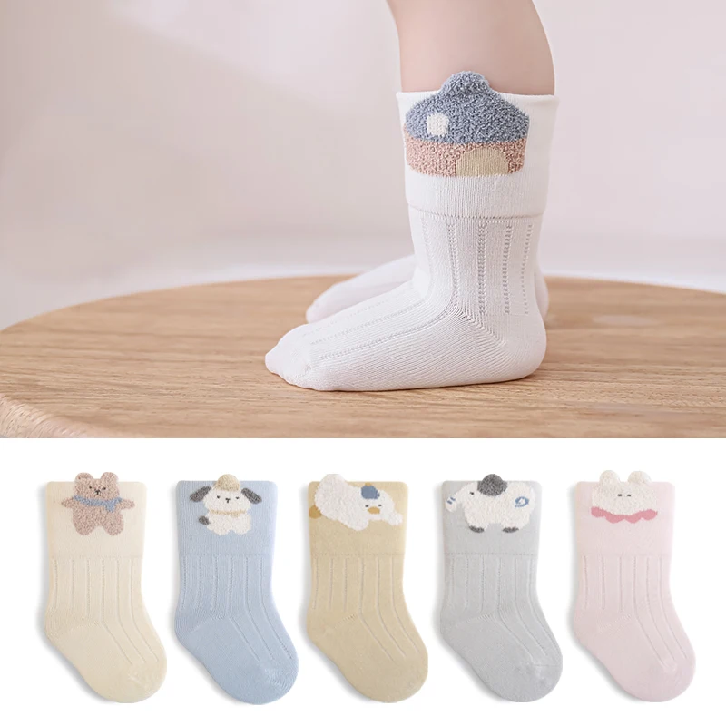 

3Pairs/set Kids Socks For Boys Girls Autumn Winter Cartoon Striped Children's Sock Casual Soft Infant Toddler Cotton Sock 0-5Y