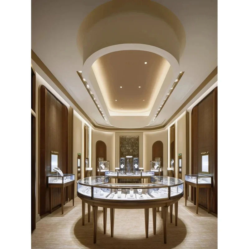 custom.Tempered Luxury Jewelry Display Cabinet LED Lighting Durable Heavy Duty Commercial Retail Malls (Customizable Dimensi