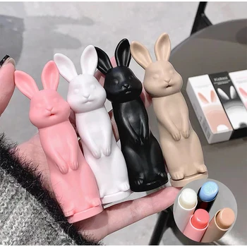 Coelho preto bálsamo labial gloss não secura pêssego transparente matiz labial hidratante lábios base de maquiagem batons infantis para meninas