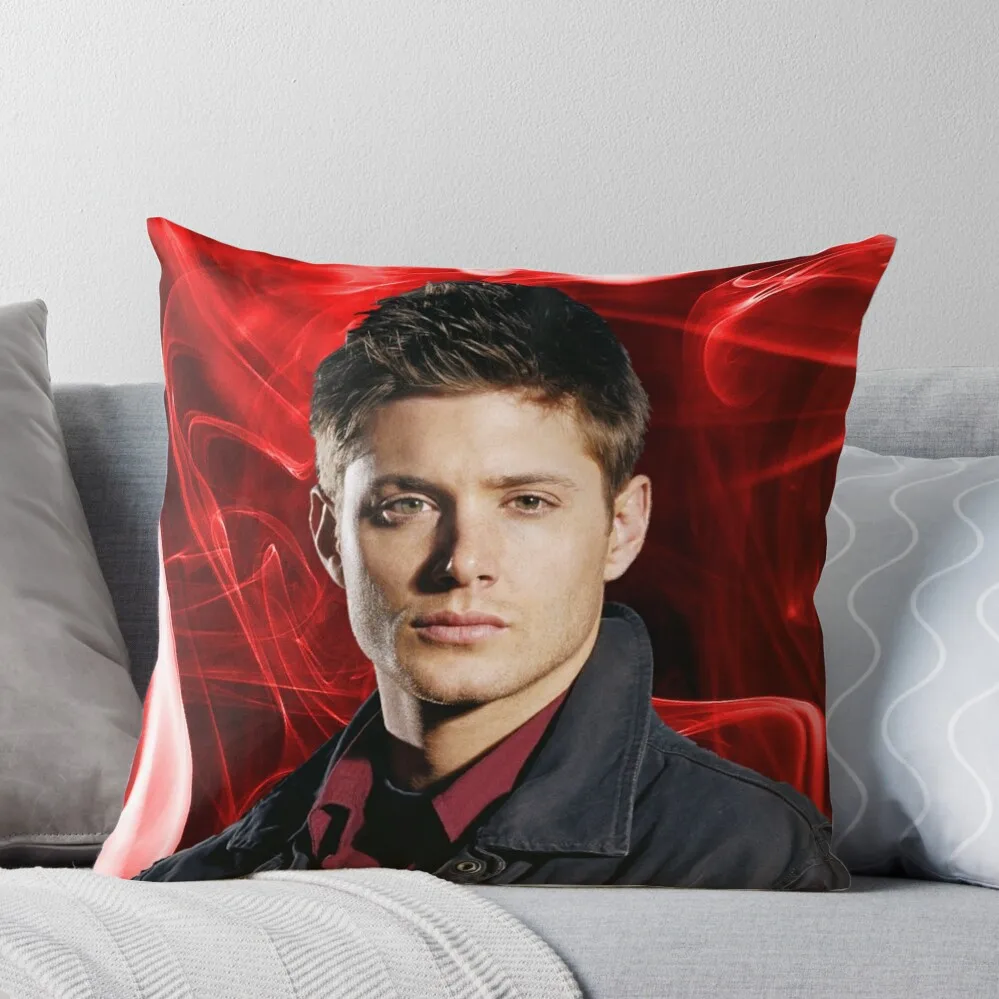 Dean Winchester (Jensen Ackles) - Red Smoke Throw Pillow Pillow Covers Decorative Cushions Home Decor