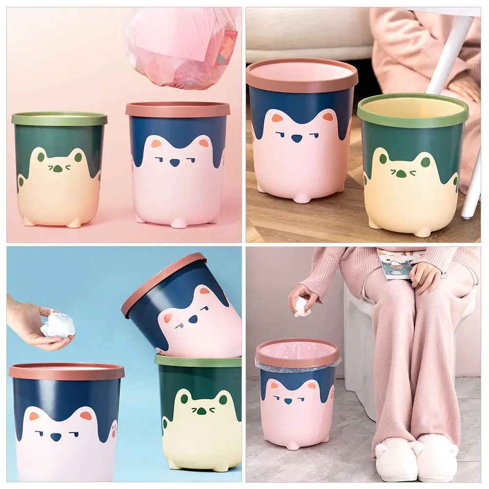 

Garbage Recycling Container Plastic Can Waste Paper Basket Trash Uncovered Cans