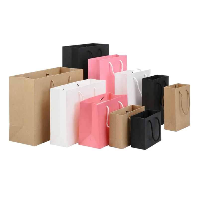 

5pcs DIY Multifunction Kraft Paper Bag With Handles Gift Bag Clothing Shopping Bags Party Packaging Bag Customize Printing Logo