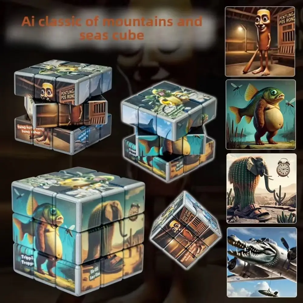 3×3 Speed Tung Sahur Cube Steve Alex Evoker Interaction Toy Classic Puzzle Cube Cartoon Multi-Element Tung Tung Sahur Toy