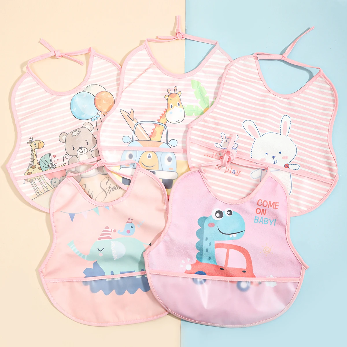 Random 3pcs Waterproof Baby Bibs Cartoon Cotton Bibs Burp Cloth Newborn Feeding Bandana Saliva Towel Children Boys Girls