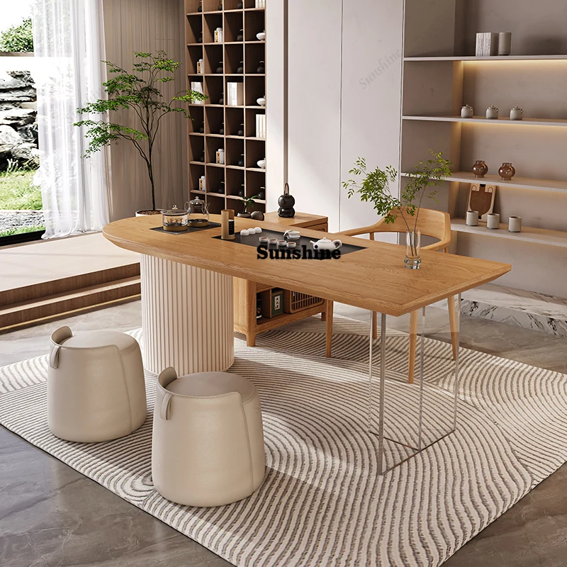 

Solid wood balcony small tea table Japanese acrylic coffee household living room integrated simple small