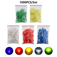 1000Pcs/lot 5mm LED Diode 5mm Assorted Kit White Green Red Blue Yellow DIY Light Emitting Diode