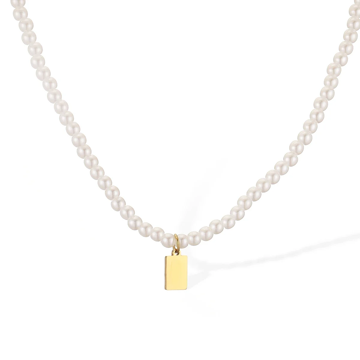 NEWBUY 2025 New Coming Simple & Elegant Design Imitation Pearl Choker Necklaces For Women Stainless Steel Jewelry
