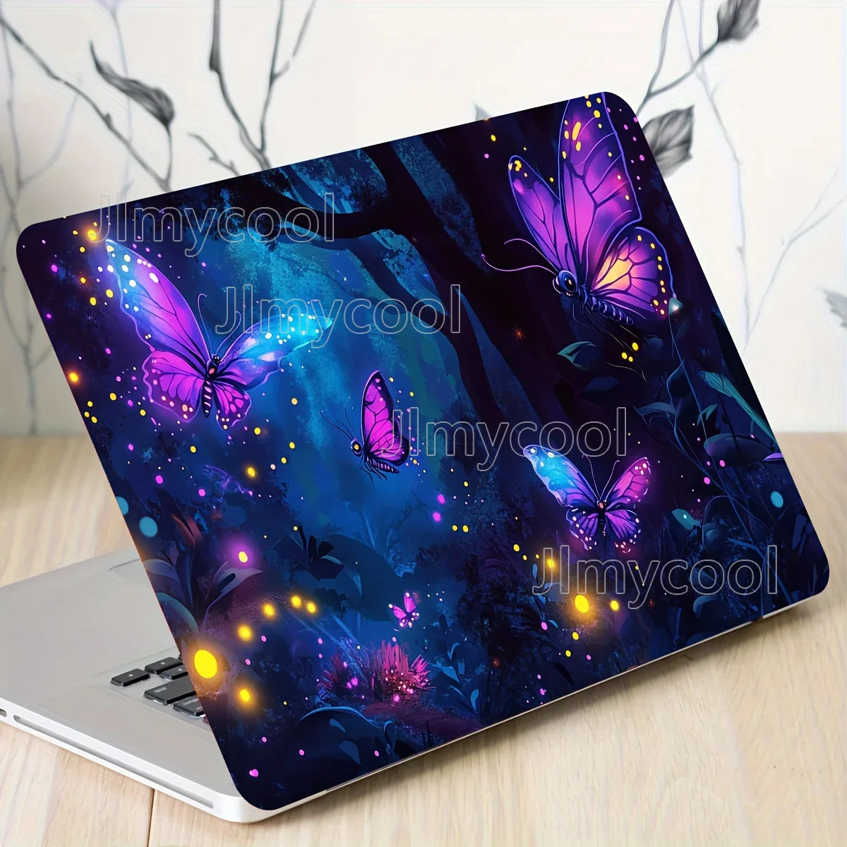 

2 шт., наклейка для ноутбука с лесной бабочкой, универсальная наклейка для нетбука, светло-бежевые водонепроницаемые устойчивые к царапинам наклейки, наклейки