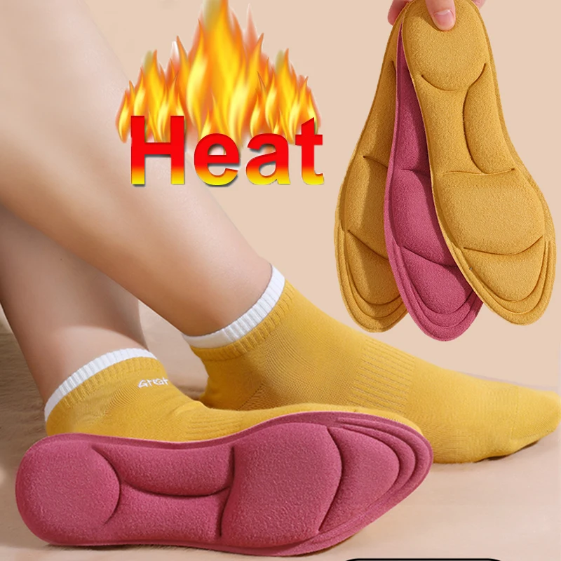 Thicken Self Heated Thermal Insoles for Feet Warm Memory Foam Arch Support Cushion for Women Winter Sports Can Be Cut Shoes Pads