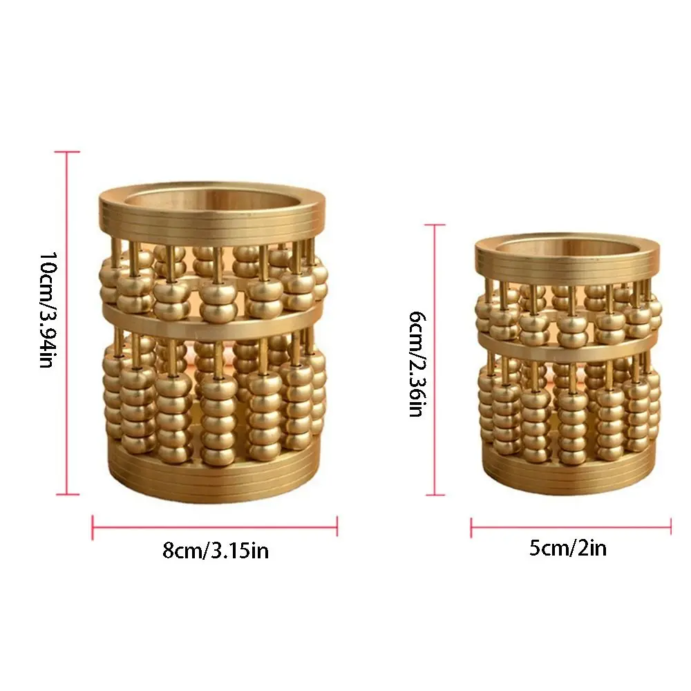 Imagem -06 - Mini Recipiente Lápis em Forma de Ábaco Porta Caneta de Latão Dourado Decoração de Vaso Amplamente Utilizado Cilindro Decorativo Pincéis de Maquiagem Mesa