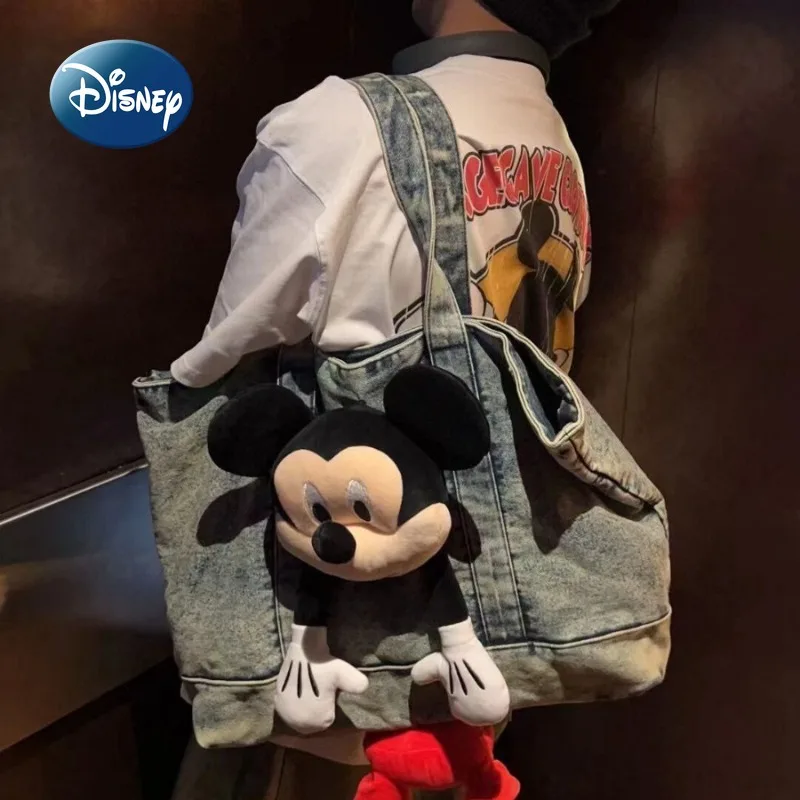 ديزني ميكي حقيبة يد نسائية جديدة سعة كبيرة دمية موضة حقيبة كتف نسائية عالية الجودة الكرتون حقيبة حمل فاخرة عادية