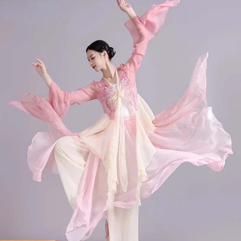 

Oriental Classical Dance Performance Clothing Butterfly Shirt Sequin Dress Hanfu Folk Dance Female Art Test Chinese Folk Wear
