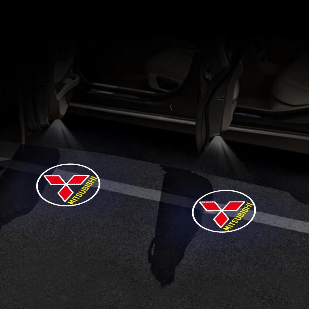 1/2pcs Car Badge Door Projector HD Wireless Welcome Light Accessories For Mitsubishi Lancer 10 Xpander Pajero 4 Montero Triton