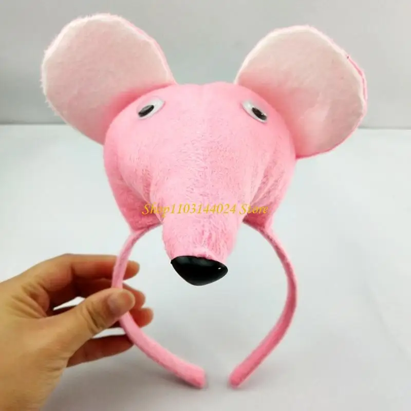 N5KE Girls Mouse Costume Headband Necktie Tail Stage Props Set Halloween Party Anime Costume Accessories Kids Photo Props