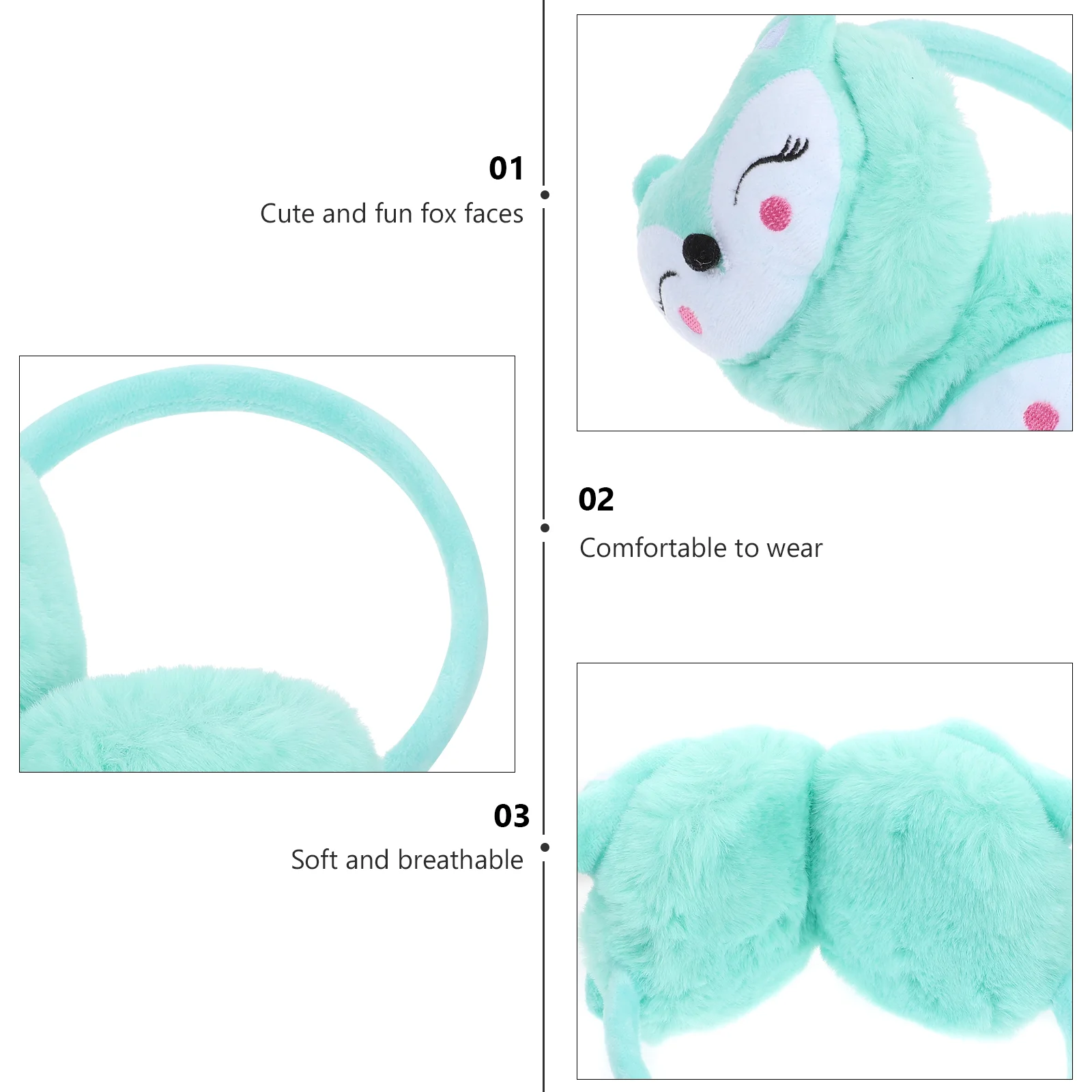 Bunny Headbands Warm Protector Winter Plush Animal Cartoon for Children Glass